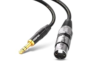 Tisino Female XLR to 1/4'' TRS Microphone Cable, 6.35mm Stereo Jack to 3-pin XLR Female Balanced Interconnect Microphone Cabl