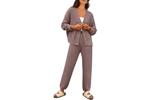LILLUSORY Womens Cardigan Pants Sets 2 Piece Slouchy Sweater Loungewear
