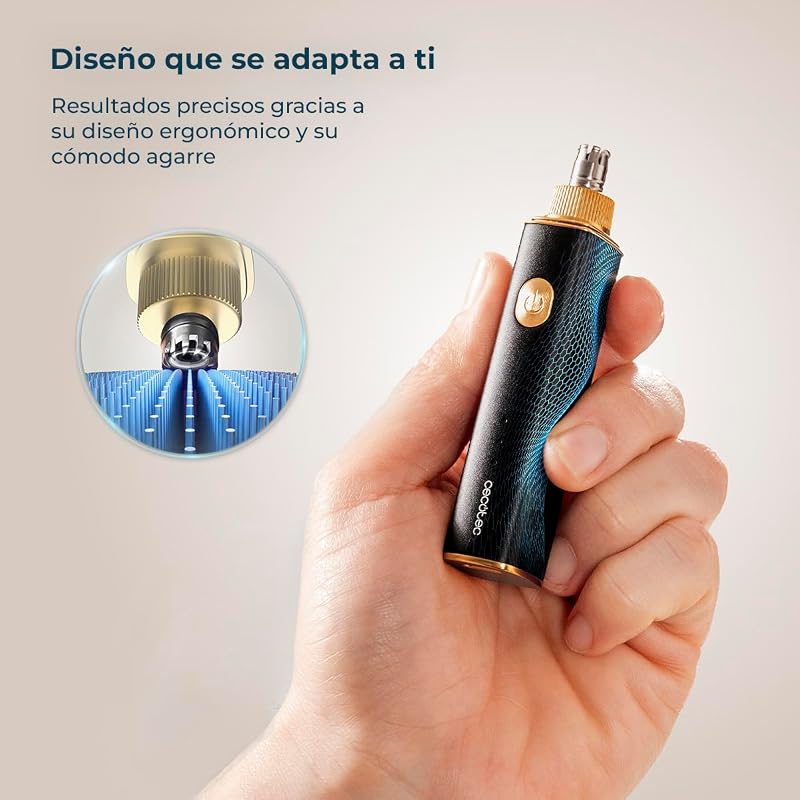 Recortador de Pelos Nariz y Orejas Inalámbrico Cortapelos PrecisionCare NoseTrim Aluminium. Motor de 7500rpm, Naricero con Cuerpo de Aluminio, Autonomía 90minutos, Cuchillas Eficientes