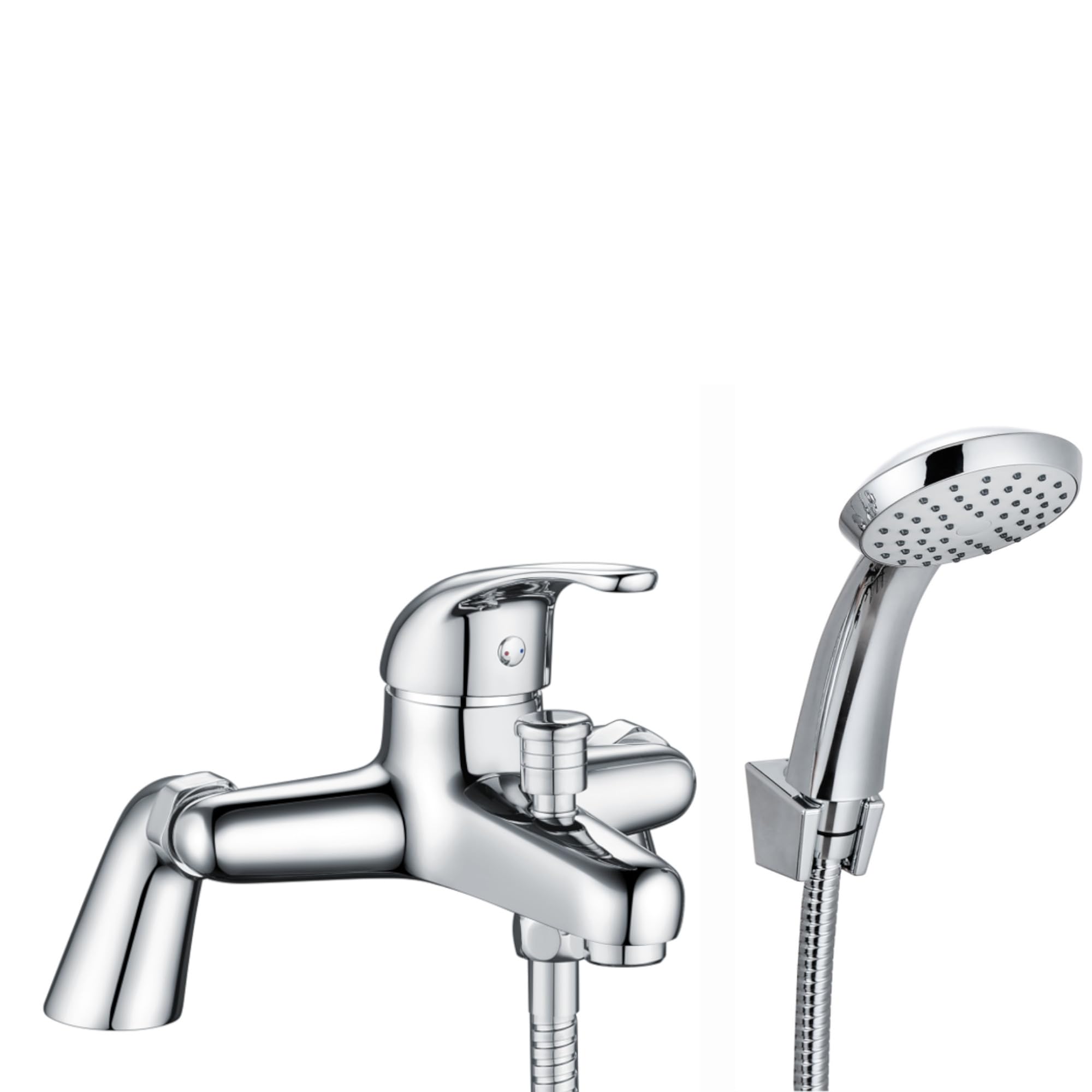 ENKI, Tate, BBT0167, Chrome, Deck Mounted Bath Shower Mixer Tap, Single Lever, Bath Mixer Taps with Shower, Solid Brass, Easy Clean, Modern Design, Easy to Install, 1-Year Guarantee