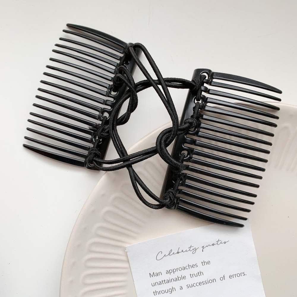 Black Adjustable Magic Hair Clip Combs,Stretchy Double Comb Hair Clip,No Crease Hair Pins Double Slides Hairpins Combs Women Hair Styling Magic Hairs Combs for Women Accessories