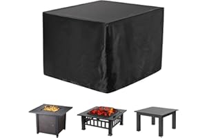 WOMACO Heavy Duty Square Patio Fire Pit/Table Cover, Waterproof Outdoor Furniture Cover (48" x 48" x 29", Black)