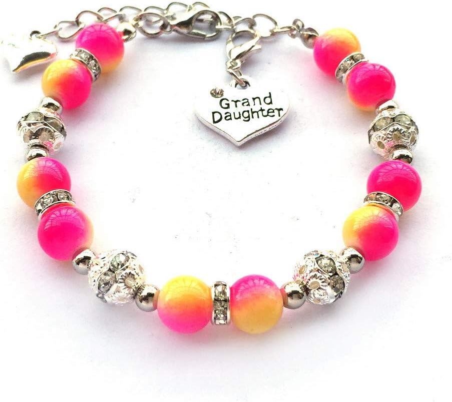 DOLON Gift for Granddaughter Bracelet Jewelry with Rhinestone Balls Faux Pearl