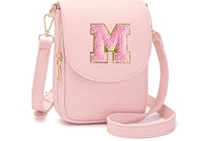 Viverte Crossbody Purse for Teen Girls Small Initial Cell Phone Toddler Purse Leather Triple Compartment Crossbody Bags