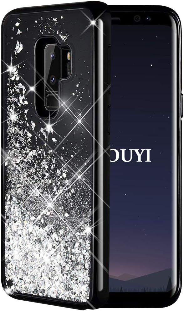 KOUYI for Galaxy S9 Plus Case Glitter, [Twinkling of Starry Night Series] Fashion Flowing Liquid Floating Sparkly Bling Quicksand 3D Design TPU Protective Cover for Samsung Galaxy S9 Plus (Silver)