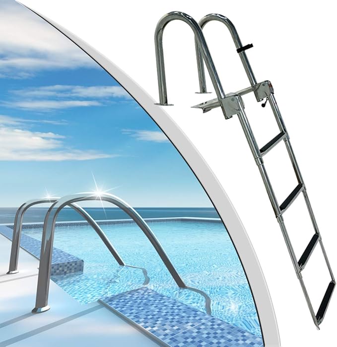 4 Steps Telescoping Ladder For Boat Yacht Removable Stainless Pontoon Boat Ladder W Extra Wide Step Heavy Duty Deck Ship Ladder Amazon Co Uk Kitchen Home