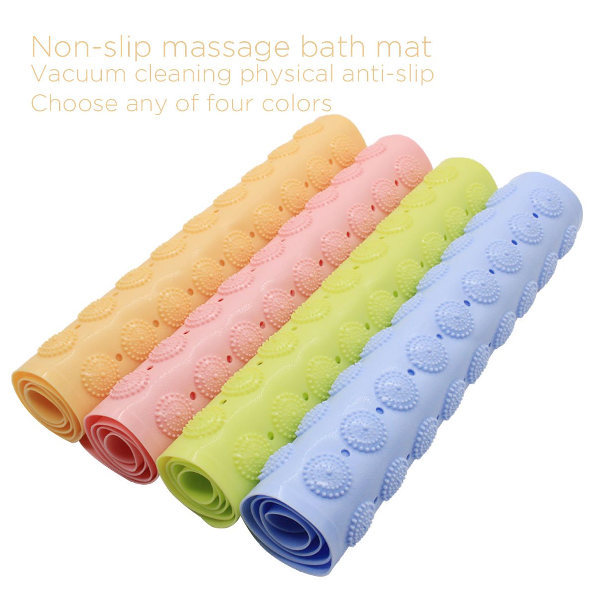 SINMEY Tapis de Bain Antiderapant en PVC avec Ventouses Anti Glisse pour Salle de Bain,Maison,Cuisine-70 x 36.5cm (Rose)