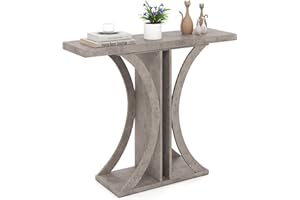 Giantex Console Table, 40” Rectangular Entryway Table with Geometric Frame, Industrial Sofa Table Behind Couch, Foyer Table A