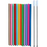 Tegion Mini Short Pinch Test Passed Small 5.5" Replacement Reusable Toddlers& Kids&Baby Silicone Small Straws for The First Y