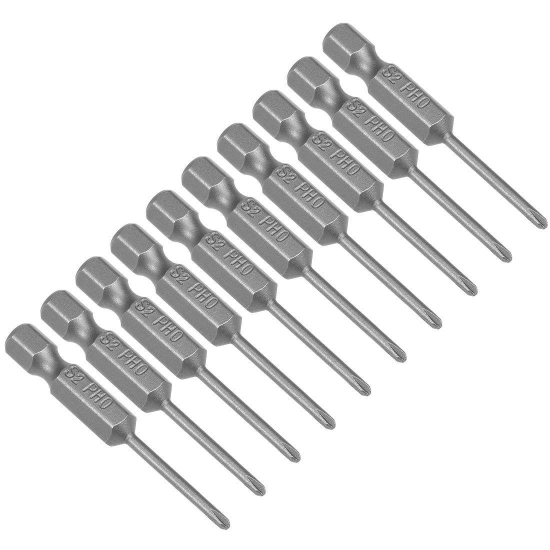 uxcell 10pcs 50mm 1/4 inches Hex Shank 2mm PH0 Magnetic Phillips Head Screwdriver Bits S2 High Alloy Steel