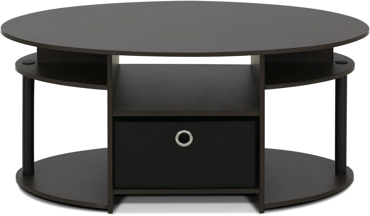FURINNO Coffee Table With Bin, Walnut: Furniture & Decor