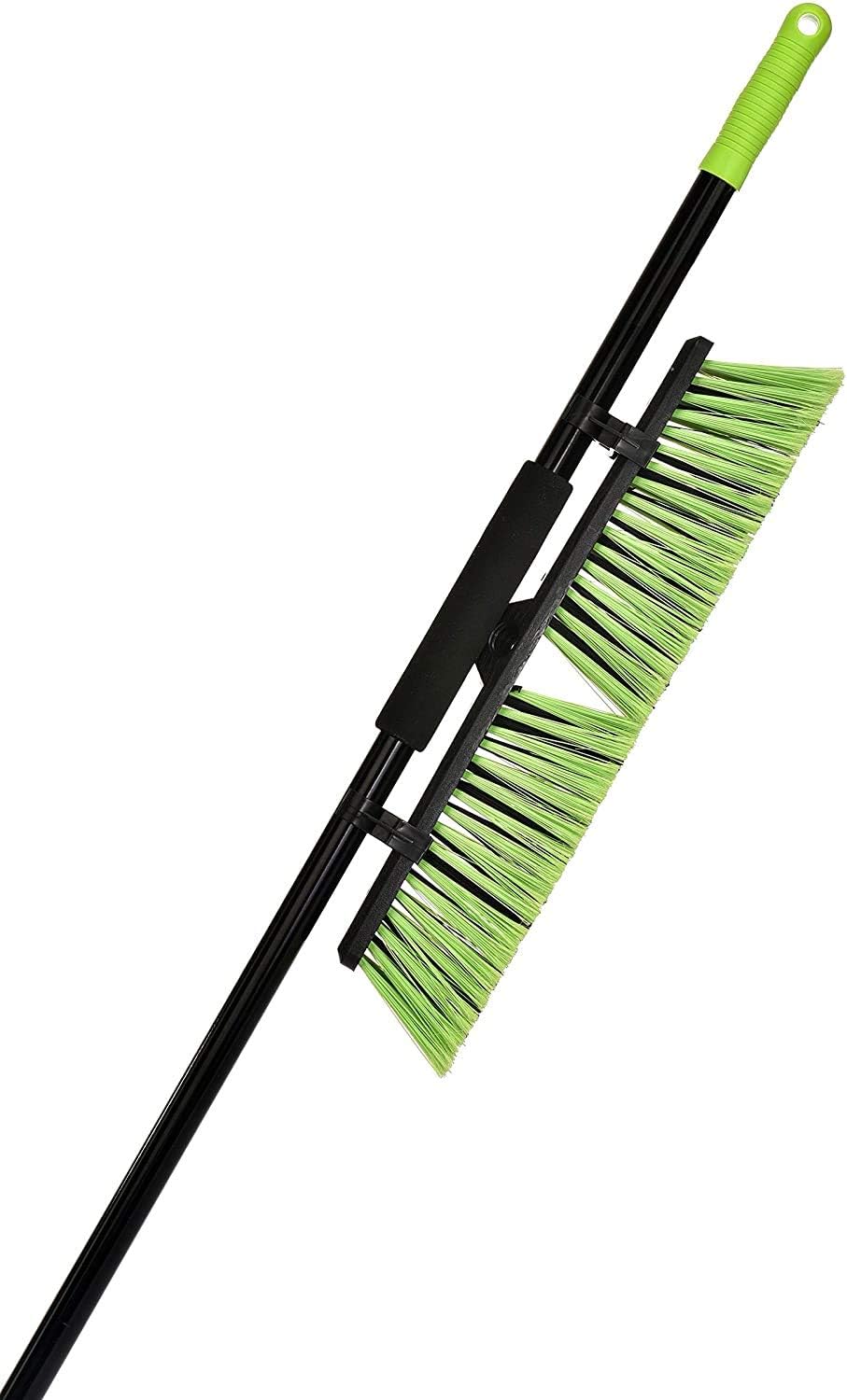 Alpine Industries Push Broom Heavy Duty Smooth Surface Broom Deck Scrubber Long Handle Commercial Floor Scrub Broom Cleans Dirt, Debris, Sand, Mud, Leaves and Water (Green, 18 in): Industrial & Scientific