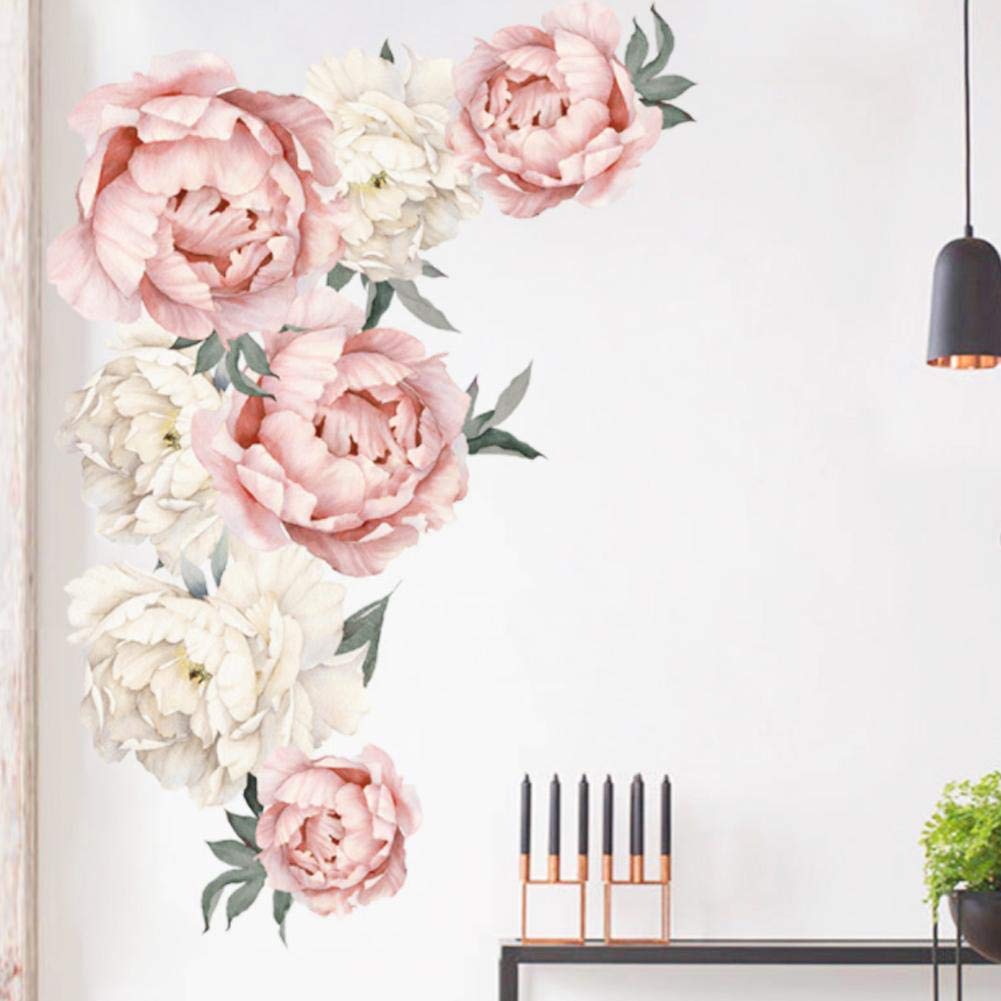 Wall Sticker, Peony Flower Pattern Wall Stickers Art Applique for Home Living Room Bedroom Decoration Background