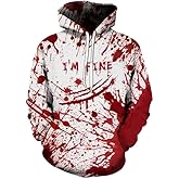FLNEOO Mens Graphic Hoodies Pullover 3D Print with Pockets, Unisex Anime Black Red Hoodie Sweatshirt for Teen Boys