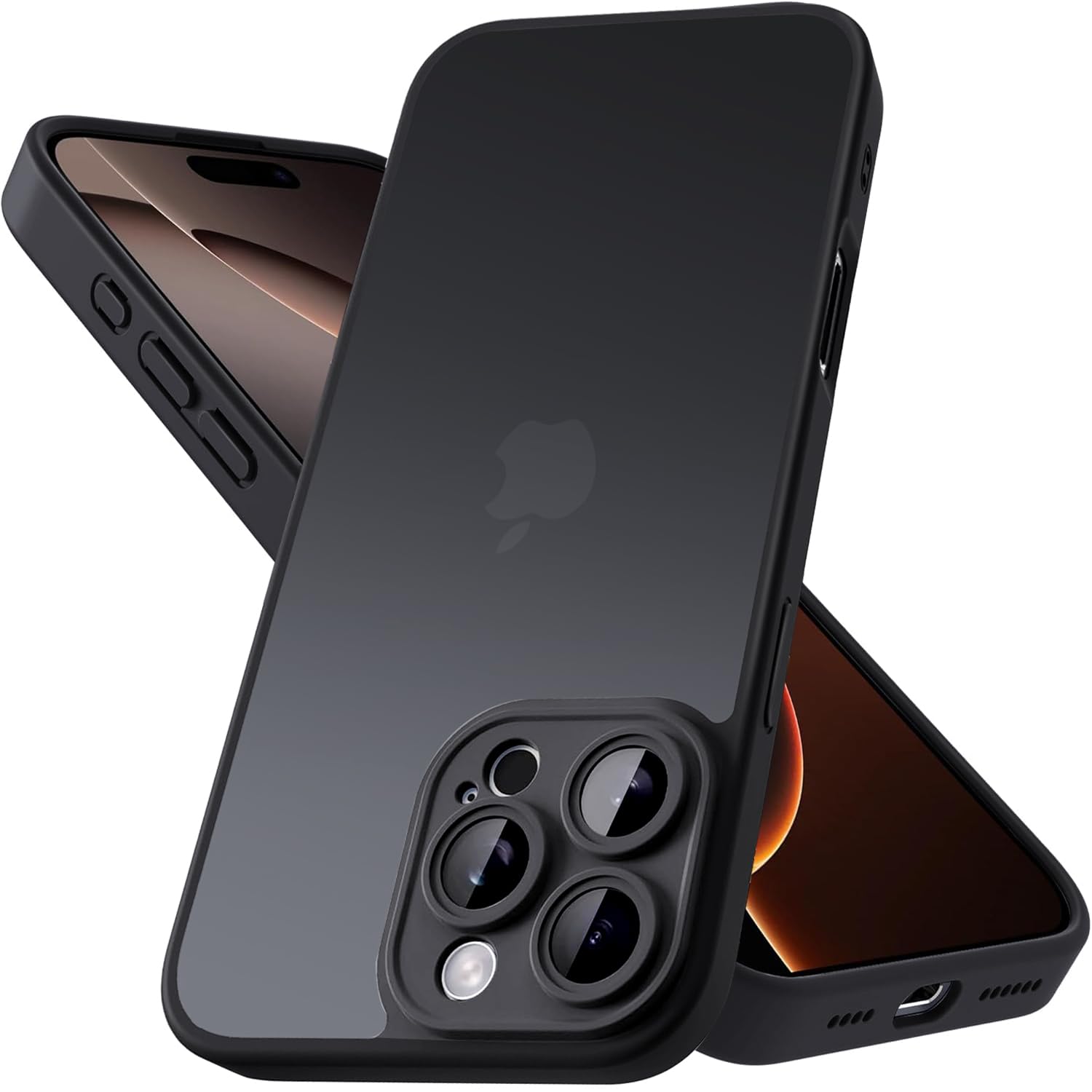 Mootobo for iPhone 16 Pro Max Case with Camera Lens Full Cover Protection, Military-Grade Drop Protection Phone Case, Anti-Fingerprint Slim Shockproof Matte Back 6.9 inch– Black