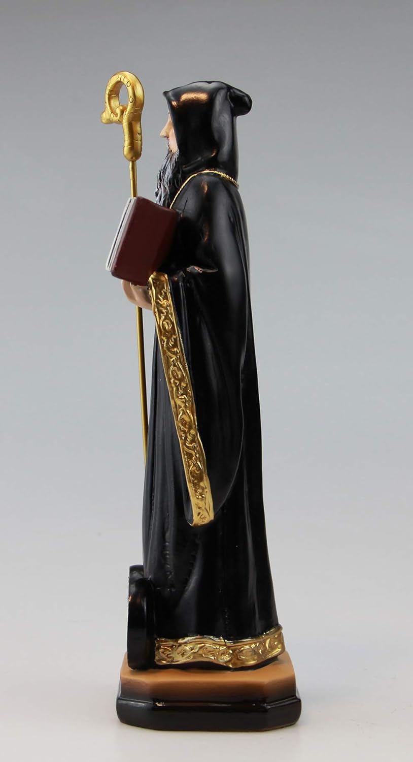 Woodington's Saint Benedict Benedictine Protection Colored Resin 8 Inch Statue: Home & Kitchen