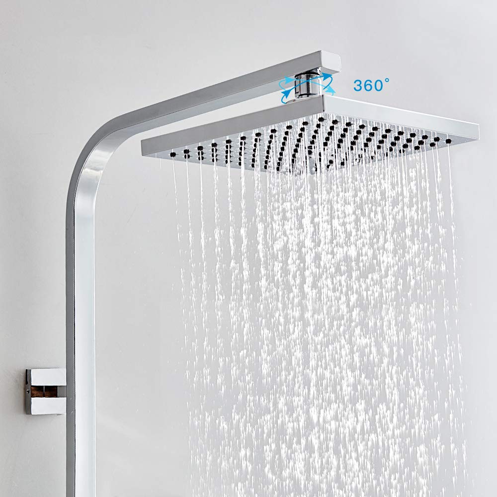 Système Auralum® Paroi De Douche Douche De Pluie Ronde Colonne De