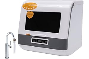 kitneed Countertop Dishwasher, Portable Automatic Dishwasher, Mini dishwasher with 3 Washing Programs, 360 Degree Spraying Water, 75°C Hot Air Drying for Apartment, Dorm Room