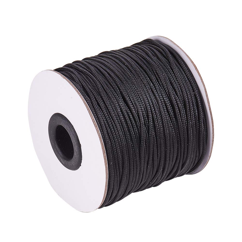 Photo 1 of PH PandaHall 1.5mm 100 Yards Black Nylon Cord Wind Chime Cord Replacement Lift Shade Blind String for Windows Roman Rollers Repair Gardening Plant Waist Beading String for Bracelet Lanyard
