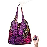 Nanobag Ultralight Foldable Tote for Women & Men, Reusable Grocery & Travel Bag, Packable Collapsible Compact Market Essential (Standard Neon Flowers)