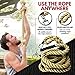 Easy-Install Manila Hemp Gym Climbing Rope w/Bracket & Carabiner for Indoor & Outdoor Crossfit Exercise, Home Training and Fitness Workouts (1.5 in Thickness & 15/20/25 ft Length Available) (15.00)