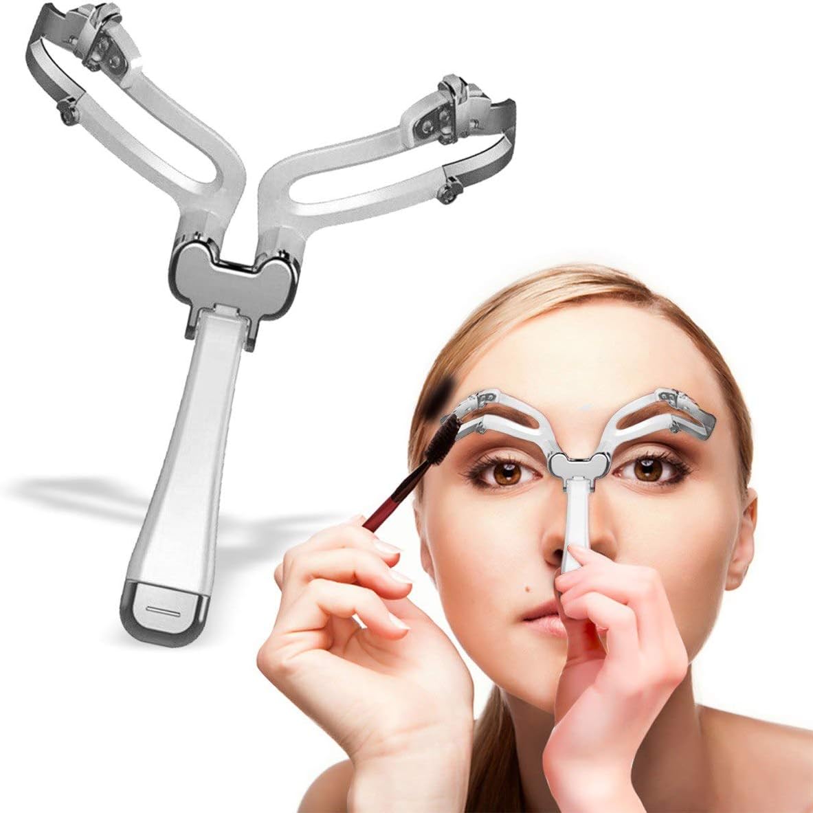 Best Adjustable Eyebrow Shaper Stencil - Reusable Eyebrow Shaping Kit - Portable Eyebrow Template Shaper Stencil DIY Tool - Easy Professional Eyebrow Grooming & Styling (Silver)