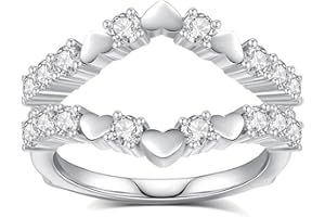 DAKKXN Moissanite Ring Enhancer for Women,Curved Enhancer Guard Ring Sterling Silver Plated 18K White Gold Engagement Ring,Gift For Her