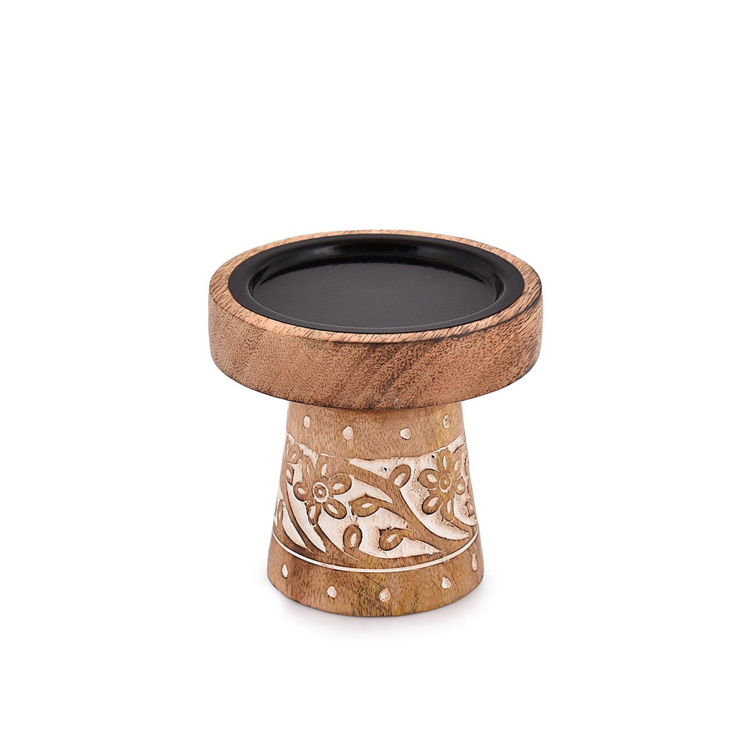 Photo 1 of NIRMAN Mango Wood Candle Holders, Wood Candlesticks for Home Wedding Table Decor Centerpiece (4" x 4" x 4")