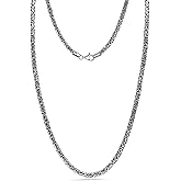 LeCalla Solid 925 Sterling Silver Oxidized Byzantine Necklace | Handmade Italian 2.5MM Byzantine Link Chain Necklace for Men Women (18, 20, 22, 24 Inches), 925 Made in Italy