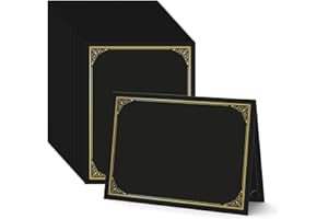 BELLE KR® Black Certificate Holders 8.5 x 11, 50 Pcs - Used as Award Certificate Folders with Gold Foil Border for Letter Size 8.5" x 11" Certificates, Awards, Documents and Diplomas