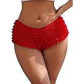 ohyeahlady Womens Sexy Mesh Ruffle Panties Cute Y2k Boy Short Panties for Women Lace Boyshort Cheeky Panty Briefs Underwear