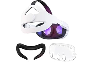 CNBEYOUNG Adjustable Head Strap Compatible with Quest 2 Quest 3, with Face Cover(Black) and Shell Cover(Clear) for Quest 3