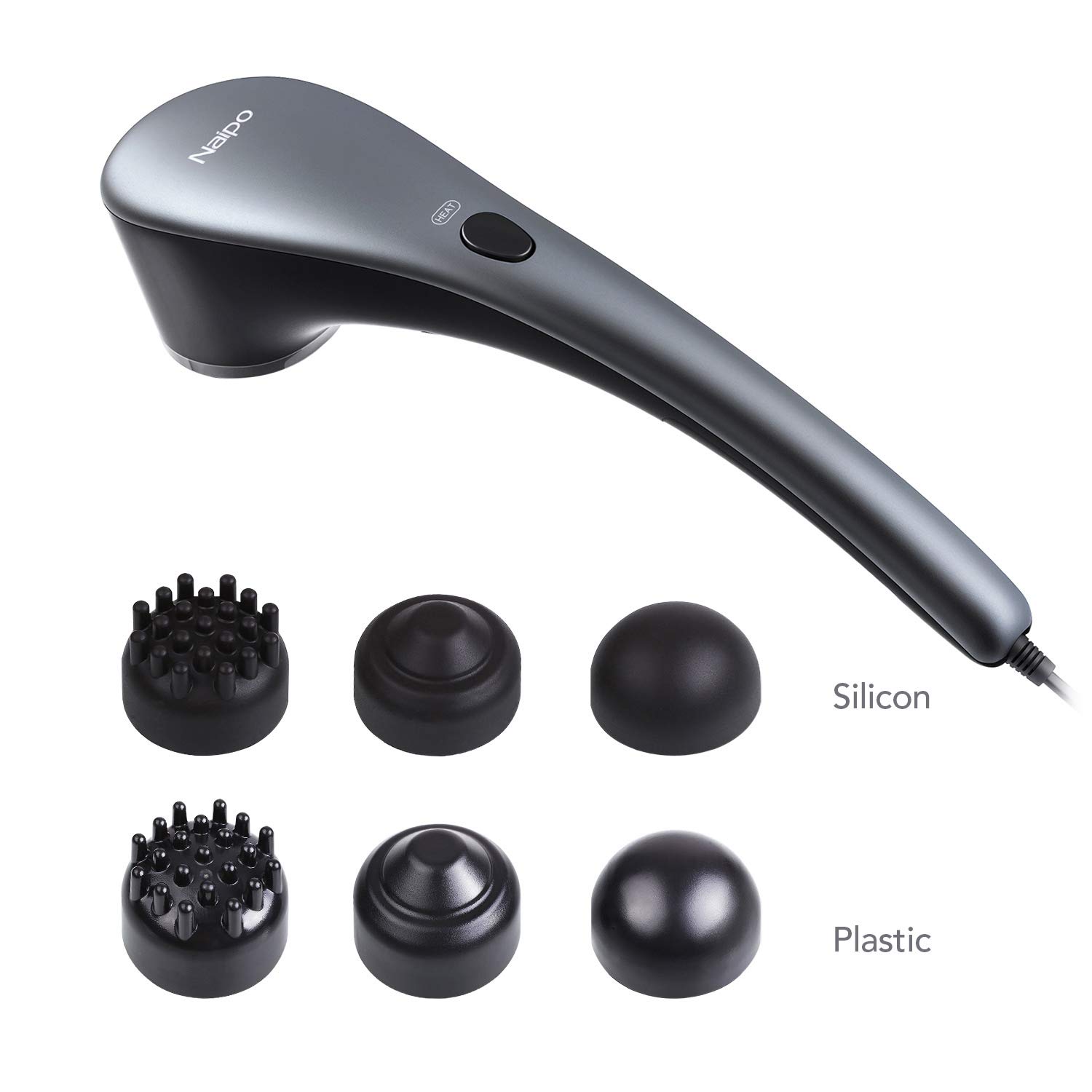 Naipo Handheld Percussion Massager Electric Back Massage with Heat