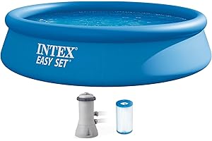 INTEX Easy Set 12 ft x 30in Above Ground Pool Set, Round Inflatable Swimming Pool with 530 GPH Cartridge Filter Pump and Type