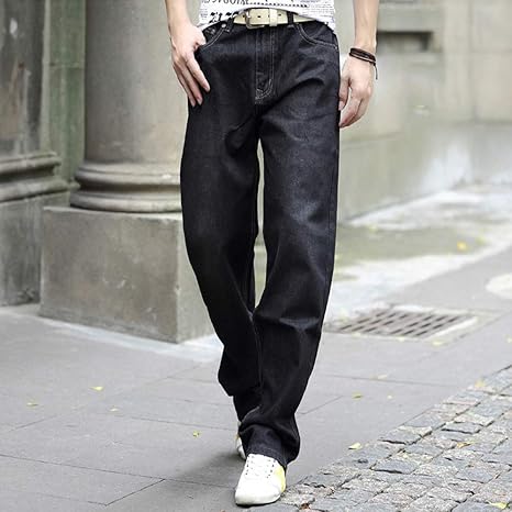 Amazon Co Jp ジーンズ メンズカジュアルストレッチ脂肪ルーズジーンズ シンプル ウォッシャブル ブラック 男性のためのジーンズ Size 46 ホーム キッチン