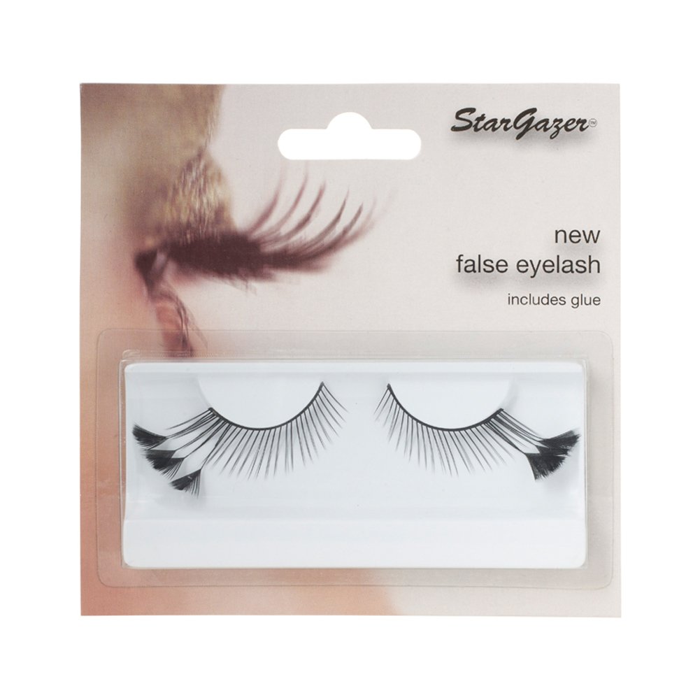 Stargazer Feather Eye Lashes style 44, synthetic lash pair includes glue.