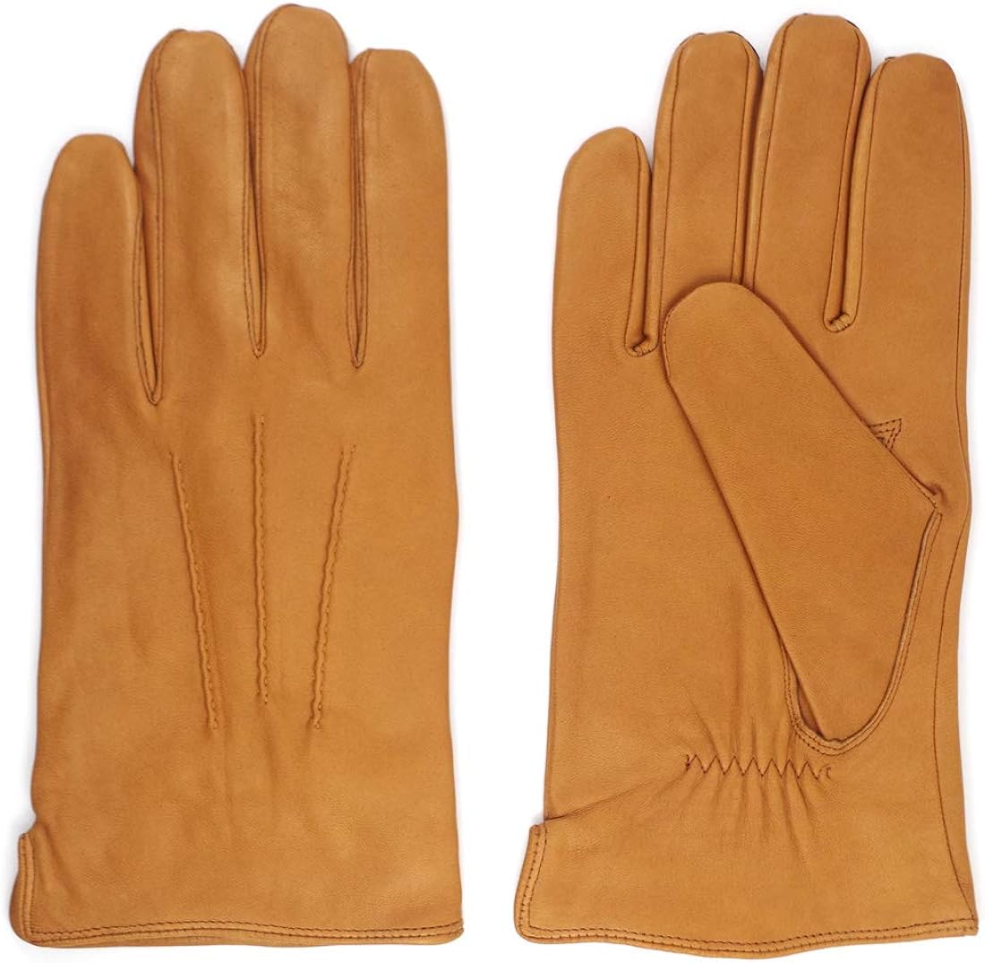 Harssidanzar Mens Luxury Italian Sheepskin Leather Gloves Vintage Finished Cashmere Wool Lined at  Men’s Clothing store