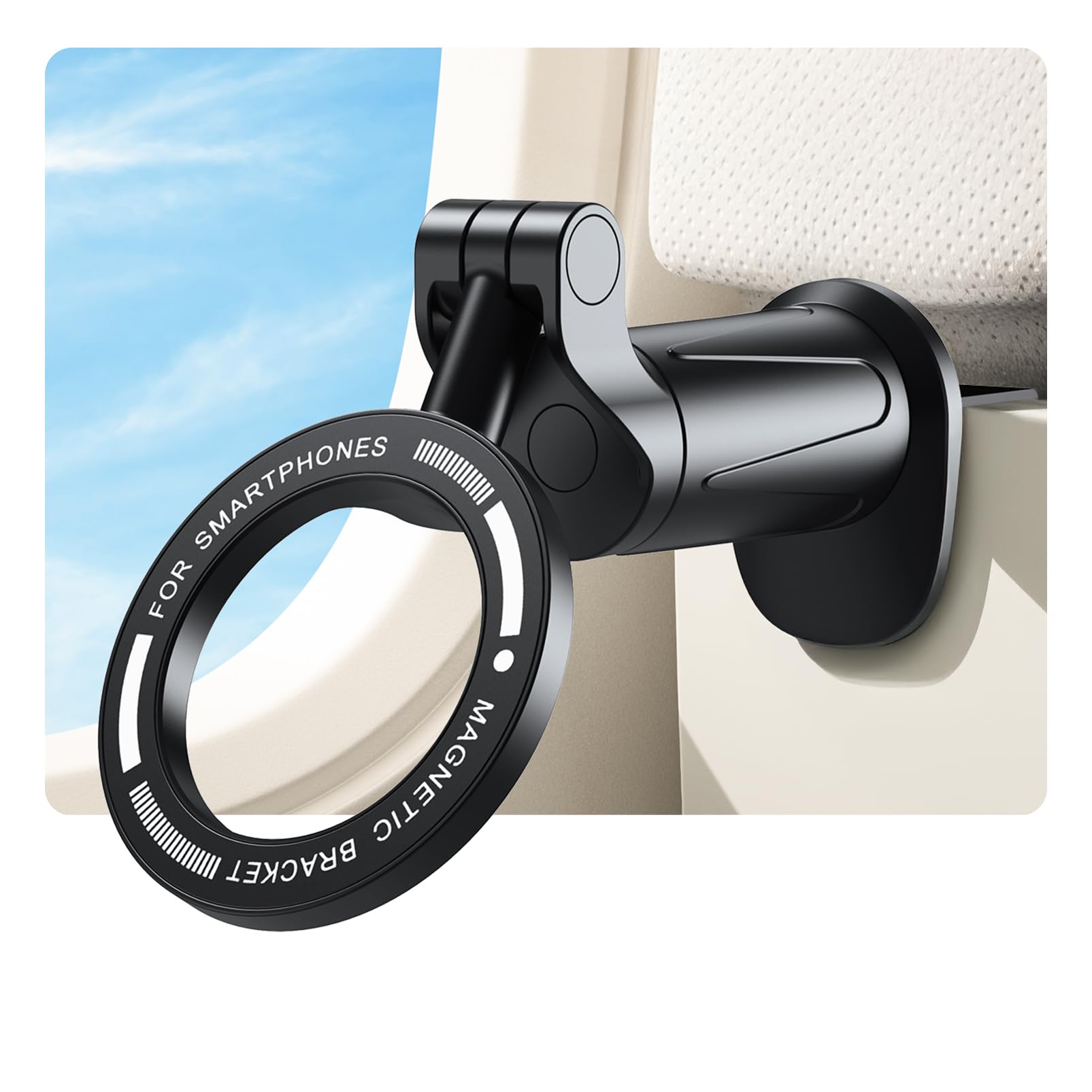 Fioenna Airplane Travel Essentials Phone Holder, for Magsafe Universal 360 Degree Rotation Airplane Gadgets Phone Mount for Flight Europe Vacation Essentials, Gifts Travel Accessories