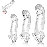 3 Sizes Penis Sleeves, Reusable Penis Sleeve Extender, Silicone Penis Extension, Odorless Cock Sleeve with Strap, Cock Enlarg