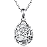 CRMAD 16th 18th 30th 40th 50th 60th 70th 80th 90th 100th Birthday Gifts Necklace for Women Sterling Silver Tree of Life Necklace Mothers Day Christmas Jewelry Gifts for Mother Women Wife