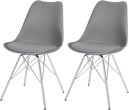 Esituro Sdc0052 2x Esszimmerstuhle Kuchenstuhl Polsterstuhl Esszimmerstuhl Mit Rucklehne Kunstleder Metall Grau Amazon De Kuche Haushalt