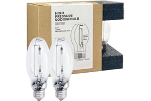 GRUOTVSZAK LU150/MED High Pressure Sodium Light Bulb, 150 Watts, ED17/MED, Medium Base (E26), ANSI Code S55, 16200 Lumen, 24000 Life Hours, Clear Bulb, 2100K, 2 Pack