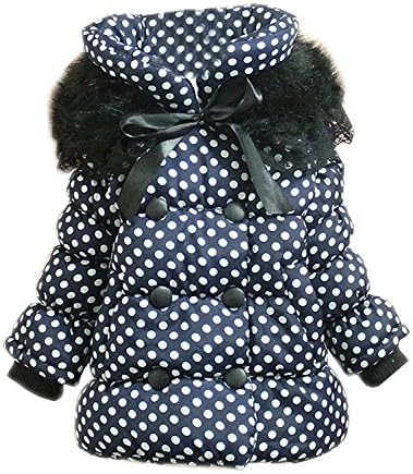 New Toddler Baby Girls Kids Outwear Winter Polka Dot Jacket Coat Snowsuit Clothing 3--4years Blue