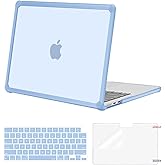 MOSISO Compatible with MacBook Air 13 inch Case 2026 2025 2024-2022 M4 A3240 M3 A3113 M2 A2681, Crack-Resistant Heavy Duty Protective Hard Case with TPU Bumper&Keyboard Cover&Screen Film, Air Blue