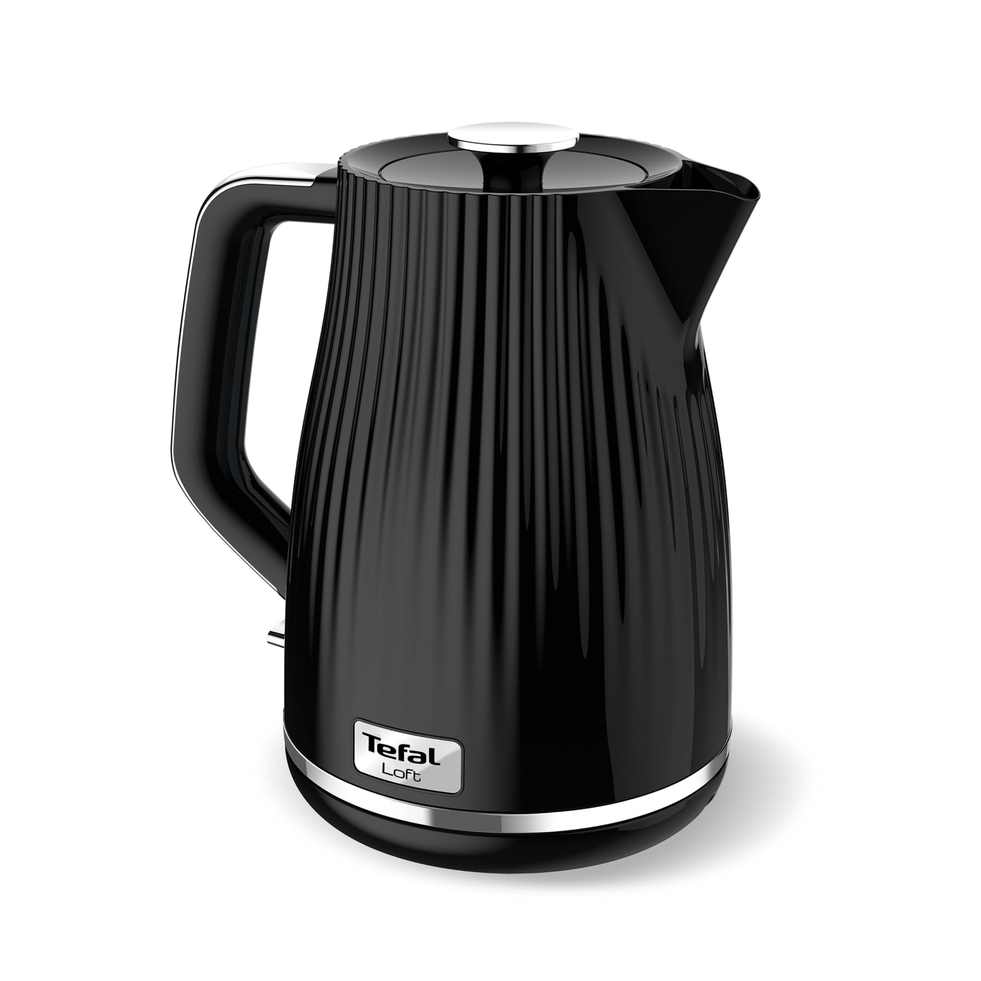 Tefal Loft Electric Kettle, 1.7L, Fast Boil, Cordless Kettle, Water level Window, 3000W, Removable Anti-Scale Filter, Precise Pouring Spout, KO250840, Black Glossy Finish