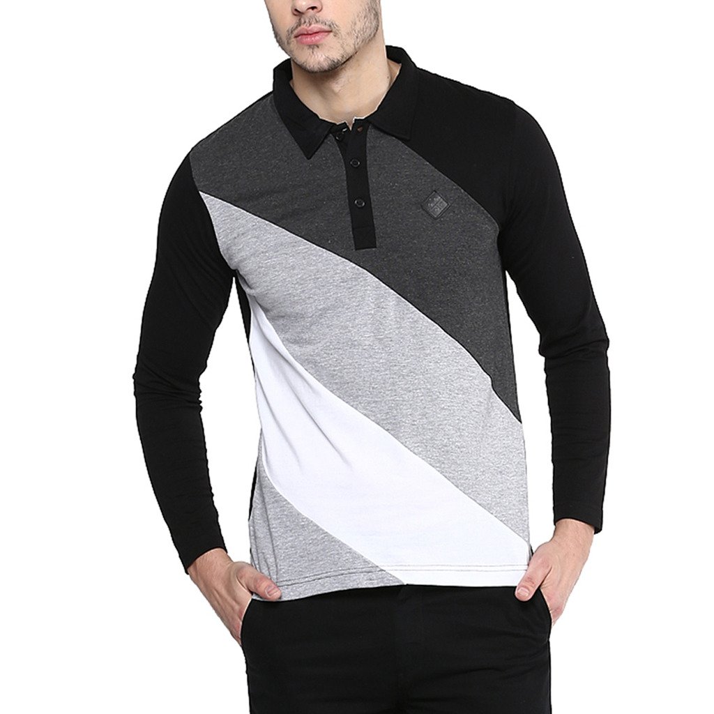 elaborado men's polo neck tshirt - black
