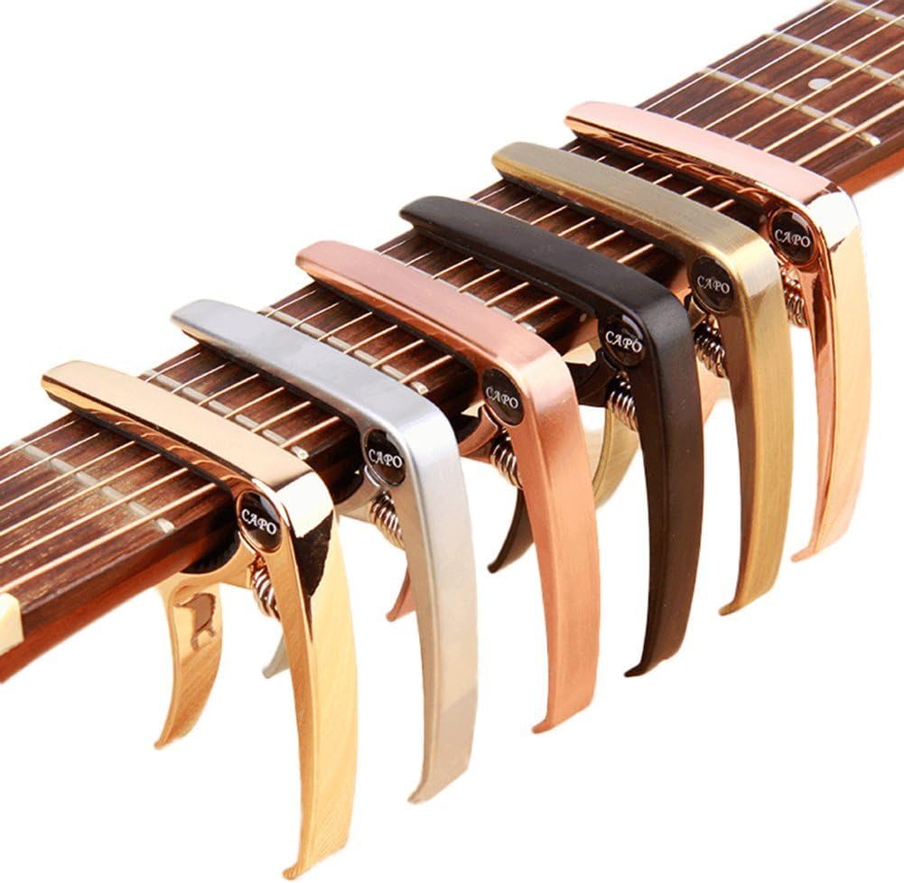 ZEALUX Multifunctional Guitar Capo for Guitars, Ukulele, Banjo, Mandolin, Bass. Ultra Lightweight Aluminum Metal for 4 & 6 & 12 String Instruments - Premium Accessories (Rose Gold)