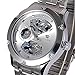 Skeleton Analog Silver Steel Band Mens Mechanical Automatic Wrist Watch