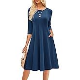 GRACE KARIN Women Summer Dresses 2026 Casual 3/4 Sleeve Dress A Line Fit and Flare Midi Dress with Pockets