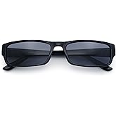 Mens Small Face Snug Fit Color Lens Rectangular Plastic Frame Sunglasses